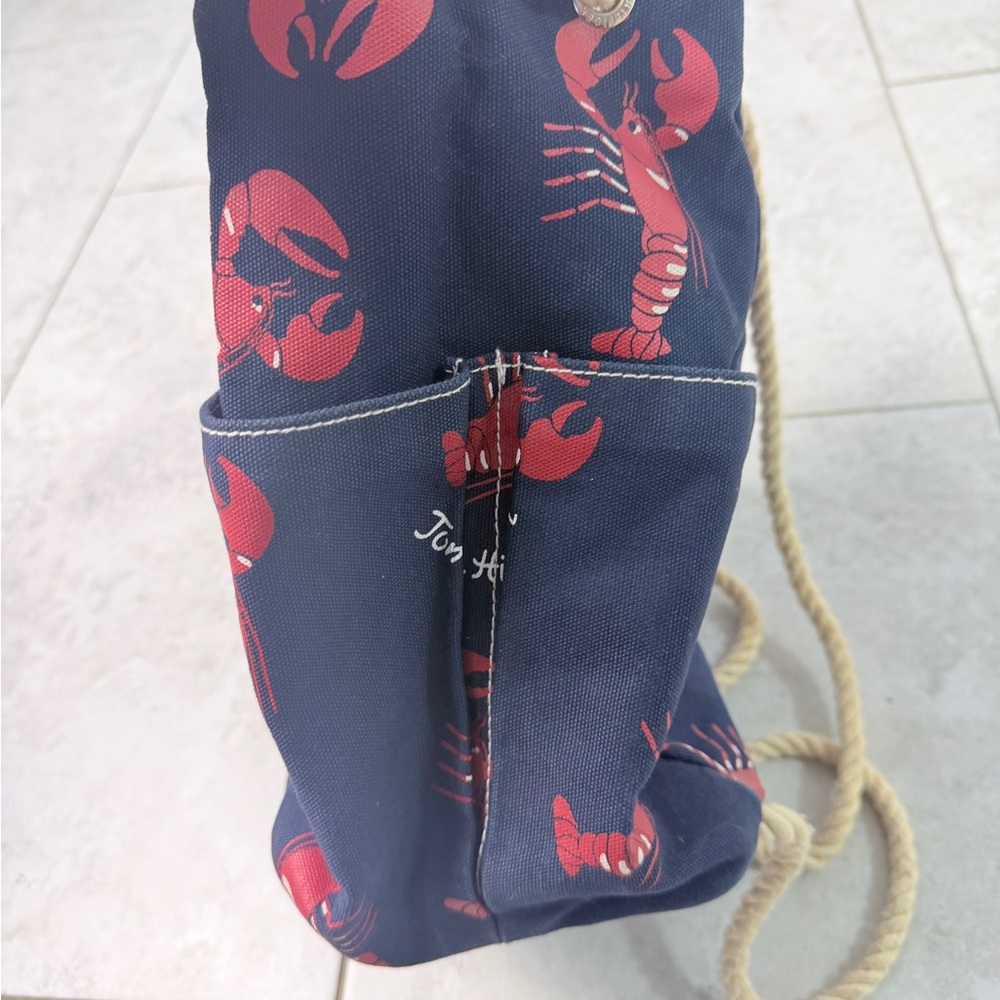 Tommy Hilfiger Lobster Print Canvas Drawstring Backpack Nautical Bucket Bag - Picture 12 of 14